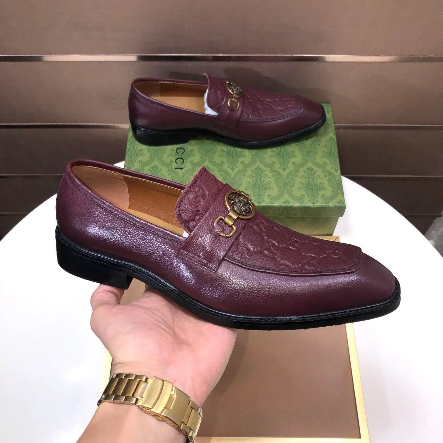 Men's men's shoes💰460💰【GUCCI】 (Niuli) new style🍀Gucci* - top version Gucci new leather shoes! It is made of imported original materials and has a comfortable first layer of cowhide lining! Original wear-resistant rubber outsole! High quality products! Code number 38-45 (45 customized)